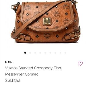MCM Cognac Studded Crossbody Bag